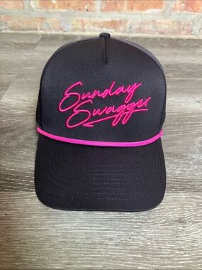 Sunday Swagger Black & Hot Pink Embroidered Trucker Hat